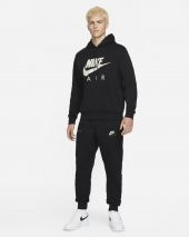 Nike Sportswear Air Brushed-Back Fleece Pullover Hoodie Siyah Renk Erkek Sweatshirt - 1