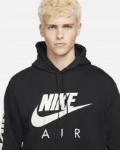 Nike Sportswear Air Brushed-Back Fleece Pullover Hoodie Siyah Renk Erkek Sweatshirt - 2