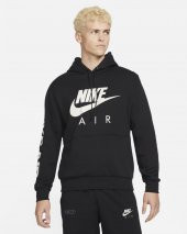 Nike Sportswear Air Brushed-Back Fleece Pullover Hoodie Siyah Renk Erkek Sweatshirt - 3