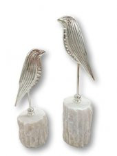 Crearthome Dekoratif Mermer Kaideli Gümüş 2 li Metal Kuş Biblo -Obje SZR-1923 - 2