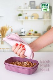 Trouvaille 6 Adet Mini Kapaklı Kahvaltılık Buzdolabı Kabı 600ml Mutfak Plastik Pratik Saklama Kabı Kahvaltılık - 3