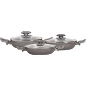 Mehtap Gri 3 lü Granit Sahan Seti Kapaklı 18+20+22 Cm thumbnail 3