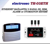 Electrosec TH-03 ETH Web Tabanlı 3 Kanal Isı, Nem ve Alarm Takip Sistemi +1 Prob + 16V Adaptör thumbnail 1