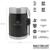 Stanley 10-09382-005 Klasik Kaşıklı 0,40 Litre Çelik Yemek Termosu - Siyah - 4