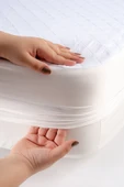 Limon Soft Kapitone Fitted Full Kenar Su Sıvı Geçirmez Yatak Koruyucu Alez Çarşaf Beyaz  100x200 - 1