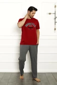 Baba Oğul Kombin Pamuk Pijama Takımı- TEK ADET- Kısa Kollu Erkek Pijama Takımı - 4