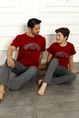 Baba Oğul Kombin Pamuk Pijama Takımı- TEK ADET- Kısa Kollu Erkek Pijama Takımı - 1