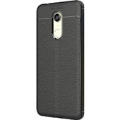 Smcase Xiaomi Redmi 5 Plus Deri Dokulu Silikon Kılıf  Nano Ekran Koruyucu - 1