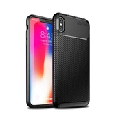 Smcase iPhone XS Max Kılıf Ultra Soft Negro Karbon Silikon   Nano Ekran Koruyucu - 1