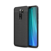 Smcase Xiaomi Redmi Note 8 Pro Kılıf Deri Dokulu Silikon  Nano Ekran Koruyucu - 1