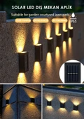 4 Ledli Solar Çift Taraflı Duvar Lambası Güneş Enerjili Aydınlatma Dekorasyon Aplik Işık - 1