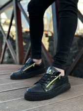 SNR-308 BOA Kalın Yüksek Taban Çift Fermuarlı Siyah Siyah Erkek Ayakkabı thumbnail 1