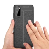 Smcase Samsung Galaxy S20 Ultra Kılıf Deri Dokulu Silikon - 6