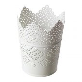 IKEA Skurar Metal Dekoratif Vazo Mumluk Beyaz Çap 11 cm - 1