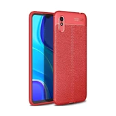 Smcase Xiaomi Redmi 9A Kılıf Deri Dokulu Silikon  Nano Ekran Koruyucu - 4