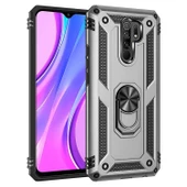 Smcase Xiaomi Redmi 9 Kılıf Vega Yüzüklü Çift Katmanlı Tank Kapak  Nano Ekran Koruyucu thumbnail 9