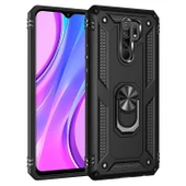 Smcase Xiaomi Redmi 9 Kılıf Vega Yüzüklü Çift Katmanlı Tank Kapak  Nano Ekran Koruyucu thumbnail 1
