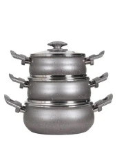 Mehtap Güveç Tencere Seti Granirt Gri 16+18+20 Cm thumbnail 2