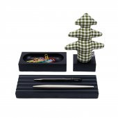 Kayigo Woody Siyah Üçlü Ofis Seti - Pötikareli Çam thumbnail 1