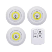 POWERMASTER ÜÇLÜ KUMANDALI PİLLİ DOKUNMATİK PORTATİF COB LED IŞIK AYDINLATMA - 1