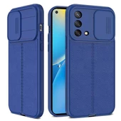 Smcase Oppo A74 4G Kılıf Lensi Kamera Korumalı Deri Dokulu Silikon - 3
