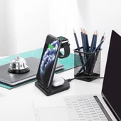 Coofbe 15W Kablosuz Şarj Cihazı Apple iWatch Şarj Standı Huawei Xiaomi Samsung İphone Şarj - 3