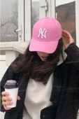 Siyah Beyaz Ny Nakışlı  Şapka Kep  PEMBE Tek Ebat - 3