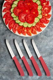 PM Leonardo Swiss Gourmet 11 Cm 4 Lü Domates Meyve Sebze Bıçak Seti Kırmızı - 1