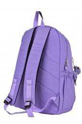 Elatae Su Geçirmez Krinkıl Kumaş Ortopedik Çok Gözlü Okul Sırt Çantası Lila thumbnail 5