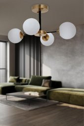 Eray Aydınlatma Topaç 4 lü Opal Camlı Eskitme Avize thumbnail 1