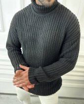 Kazak Tüylenmez Triko Boğazlı Erkek Kazak Balıkçı Yaka Kazak - 3