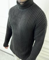 Kazak Tüylenmez Triko Boğazlı Erkek Kazak Balıkçı Yaka Kazak - 4