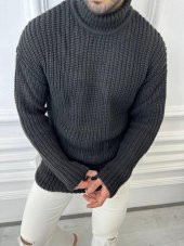 Kazak Tüylenmez Triko Boğazlı Erkek Kazak Balıkçı Yaka Kazak - 1