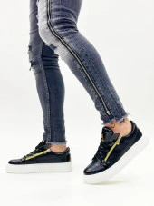 SNR-308 BOA Kalın Yüksek Taban Çift Fermuarlı Siyah Beyaz Erkek Ayakkabı thumbnail 5