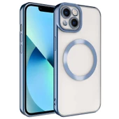 Smcase iPhone 13 Kılıf Kamera Korumalı Manyetik Wiriless Destekli Lazer Setro Silikon - 4