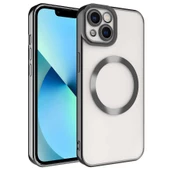 Smcase iPhone 13 Kılıf Kamera Korumalı Manyetik Wiriless Destekli Lazer Setro Silikon - 1