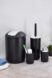 Banyo Aksesuar Seti, Çöp Kovası Seti Siyah - 1