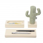 Kayigo Woody Krem Üçlü Ofis  Seti - Pötikareli Cactus - 1