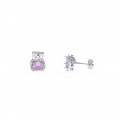 Pembe Zirkon Taşlı 925 Ayar Gümüş Kadın Üçlü Tektaş Set - 5