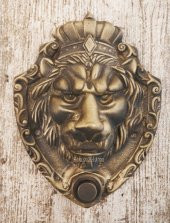 House2home El Yapımı Pirinç Aslan Kapı Zili Antik Sarı - 1