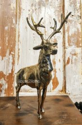 House2home El Yapımı Pirinç Büyük Boy Geyik Biblo thumbnail 1