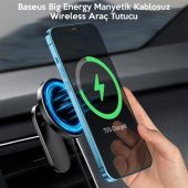 Baseus 15W Hızlı Araç içi İphone 13, 13 Pro ve 13 Pro Max Magsafe Kablosuz Şarjlı Telefon Tutucu - 2