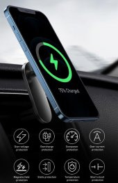 Baseus 15W Hızlı Araç içi İphone 13, 13 Pro ve 13 Pro Max Magsafe Kablosuz Şarjlı Telefon Tutucu - 5