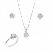 Zirkon Taşlı 925 Ayar Gümüş Kadın Üçlü Tektaş Set - 1