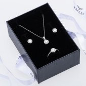 Zirkon Taşlı 925 Ayar Gümüş Kadın Üçlü Tektaş Set - 2