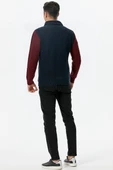 Şal Yaka Düğmeli Triko Hırka - Lacivert - Bordo - 4
