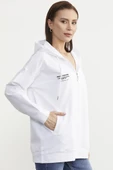 Fermuarlı Oversize Sweat - Beyaz - 4