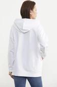 Fermuarlı Oversize Sweat - Beyaz - 5