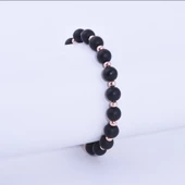 Doğal Oniks Taşlı ve Bronz Bileklik - 2