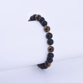 Oniks ve Kaplangözü Taşlı Sarı Metalli Bileklik - 2